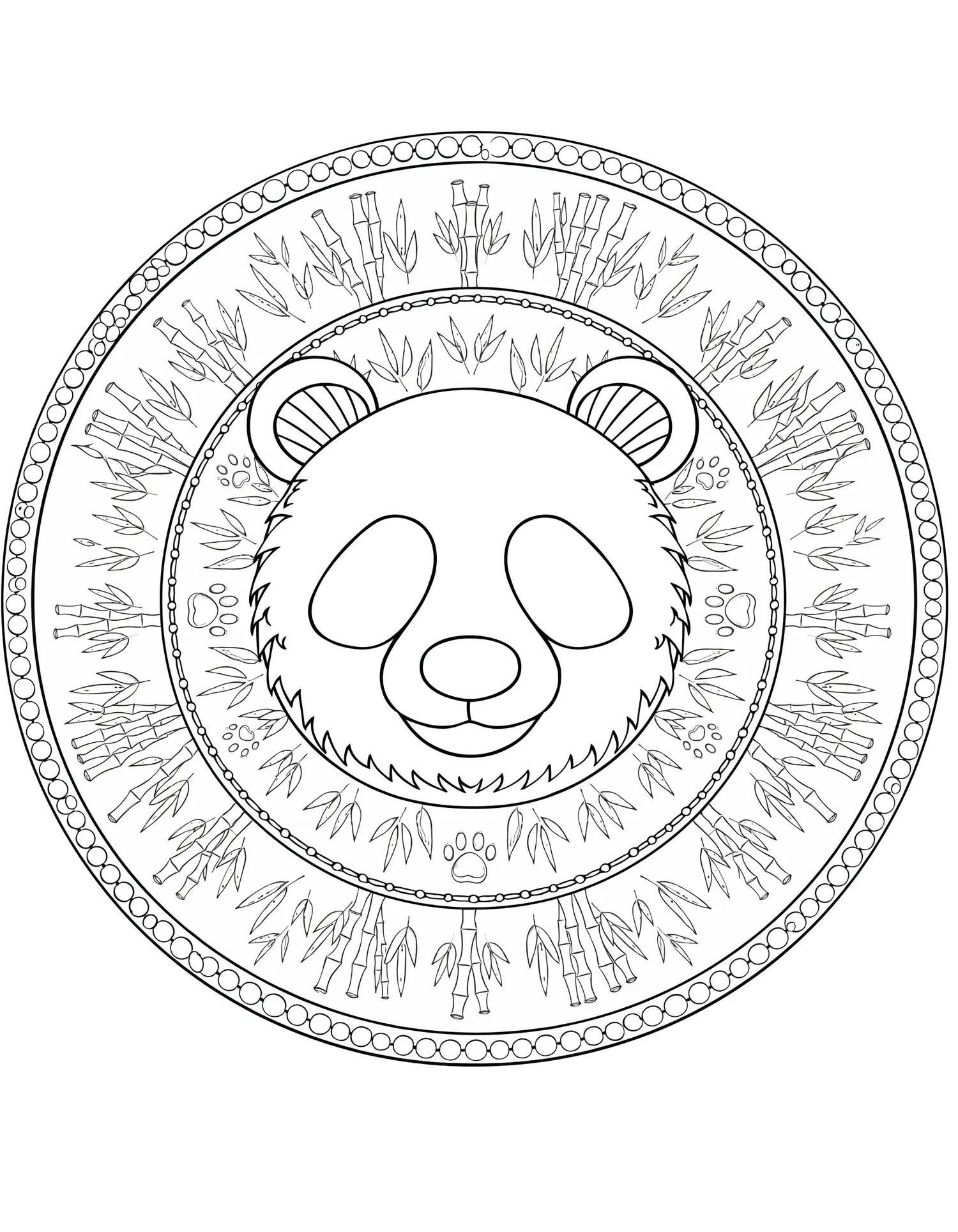 Mandala Panda Face Frontale - Coloriage mandala à imprimer gratuitement